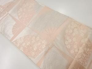 アンティーク　扇に草花模様織出し袋帯（材料）